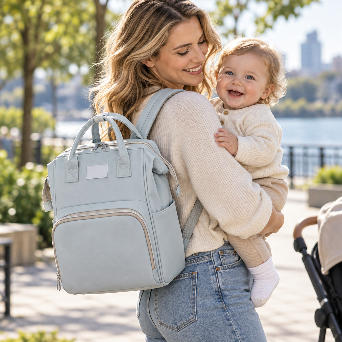 π Diaper Backpack | Water-Resistant Fabric | Daily Travel | New Parents | Large-Capacity Storage