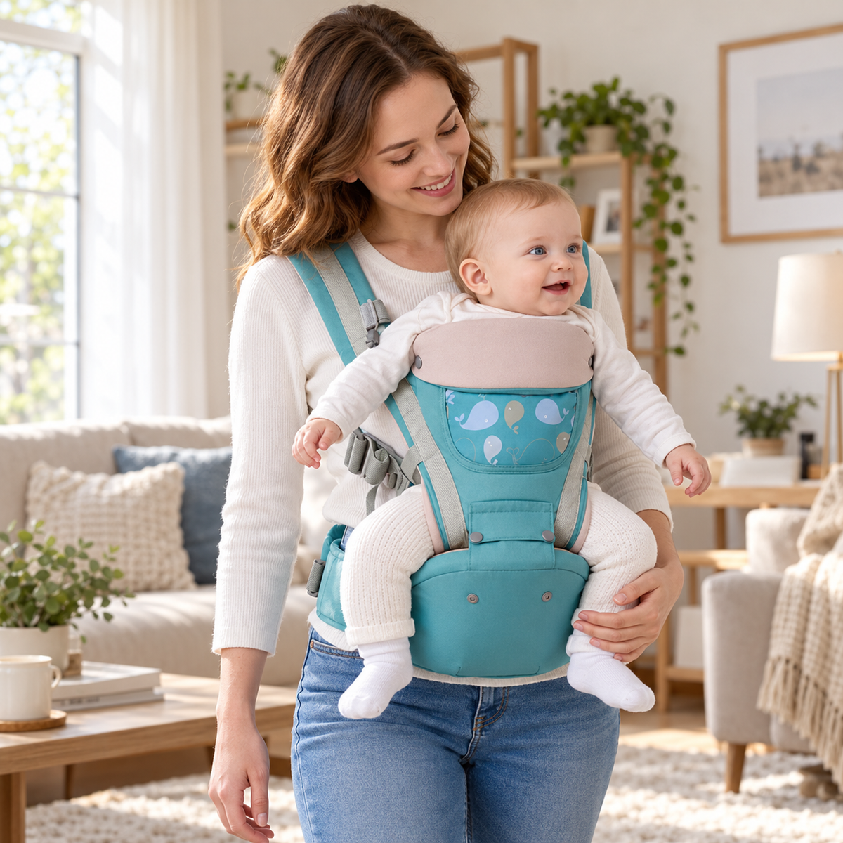 👶 Baby Carrier | Breathable Fabric | Daily Outings | New Parents | Hip-Seat Support