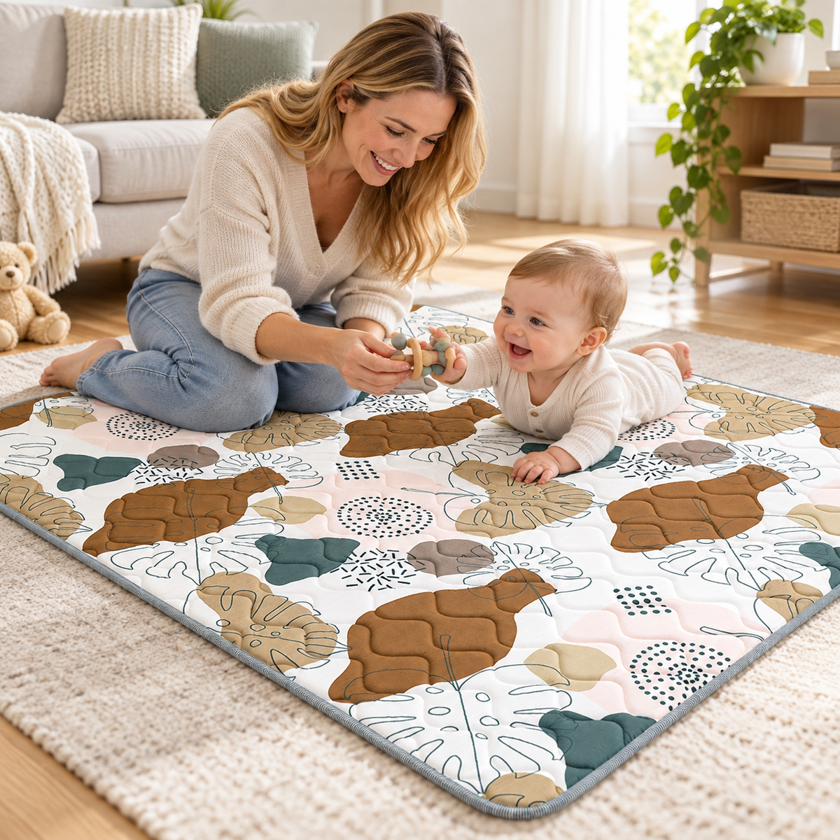🧸 Baby Play Mat | Quilted Padding | Floor Play | Growing Babies | Thick Crawling Comfort