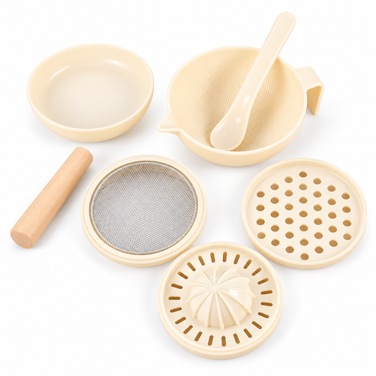 🥣 Baby Food Grinder | Food-Grade Plastic | Home Feeding | New Parents | Multi-Tool Prep Set