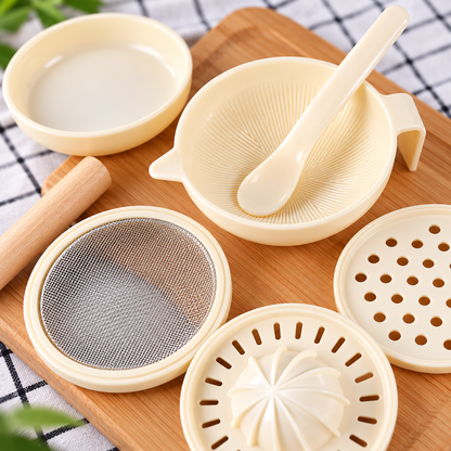 🥣 Baby Food Grinder | Food-Grade Plastic | Home Feeding | New Parents | Multi-Tool Prep Set
