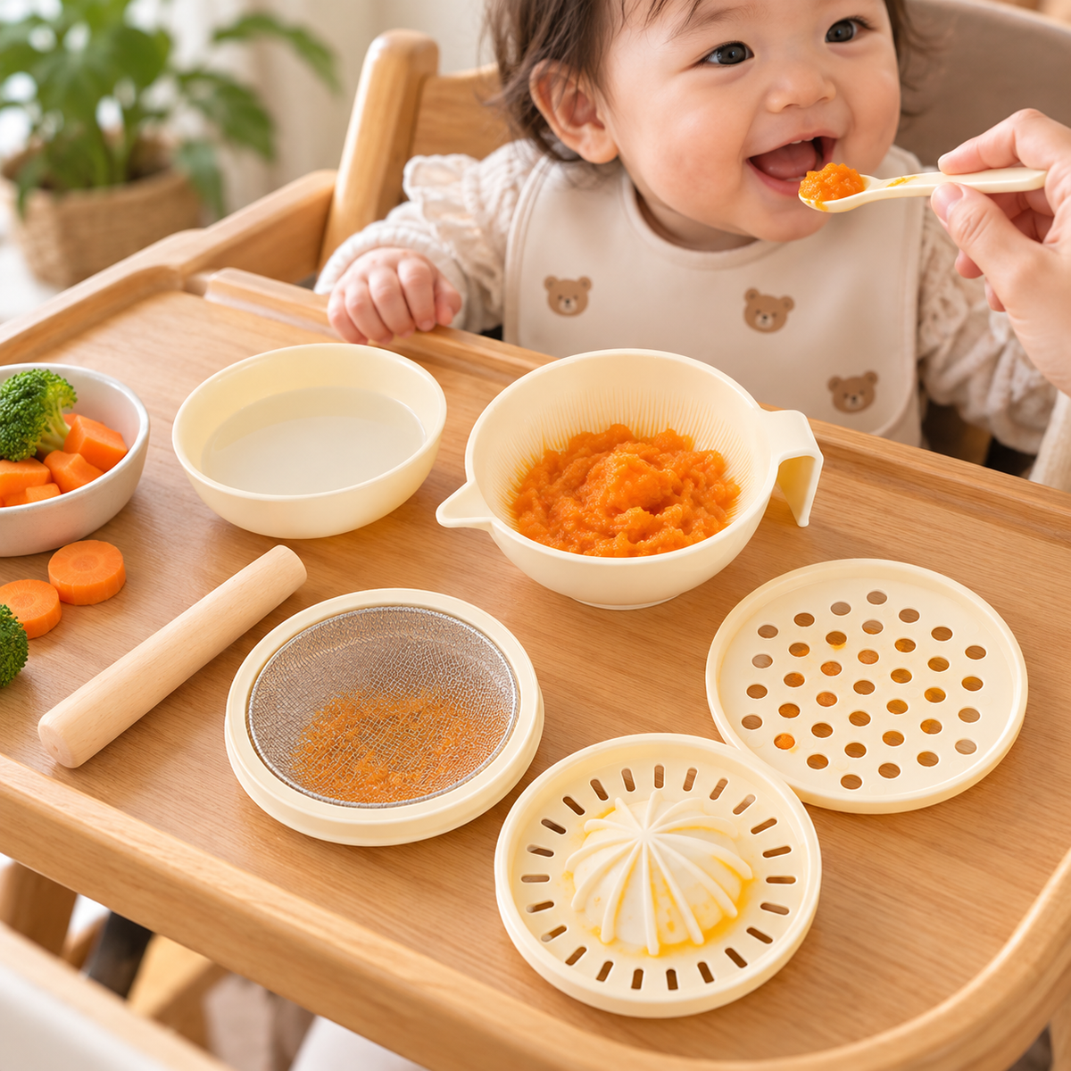 🥣 Baby Food Grinder | Food-Grade Plastic | Home Feeding | New Parents | Multi-Tool Prep Set