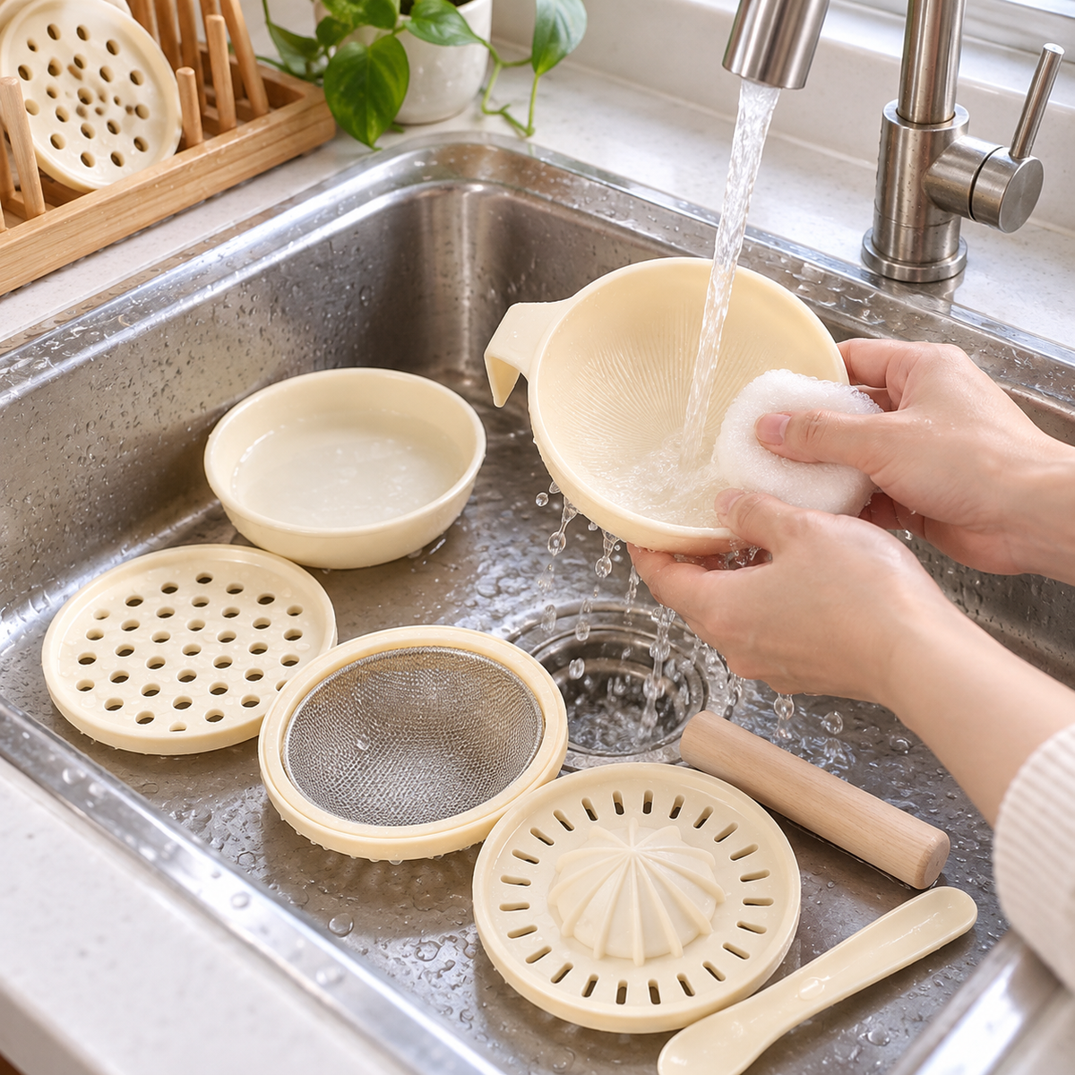 🥣 Baby Food Grinder | Food-Grade Plastic | Home Feeding | New Parents | Multi-Tool Prep Set