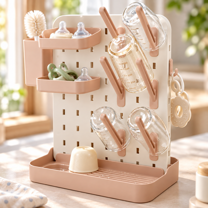 🍼 Bottle Drying Rack | Food-Grade Plastic | Home Feeding | New Parents | Modular Peg Storage