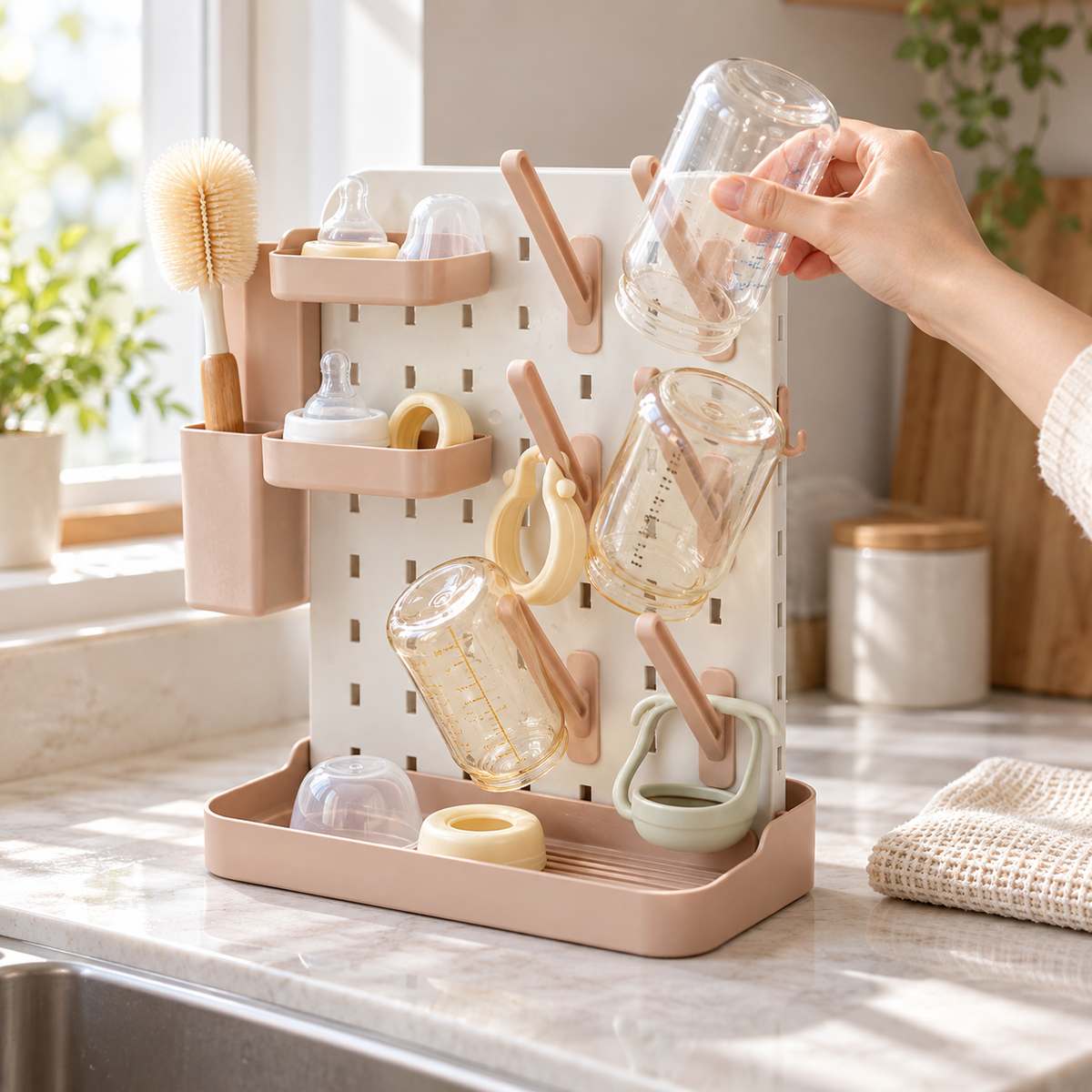 🍼 Bottle Drying Rack | Food-Grade Plastic | Home Feeding | New Parents | Modular Peg Storage