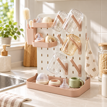 🍼 Bottle Drying Rack | Food-Grade Plastic | Home Feeding | New Parents | Modular Peg Storage