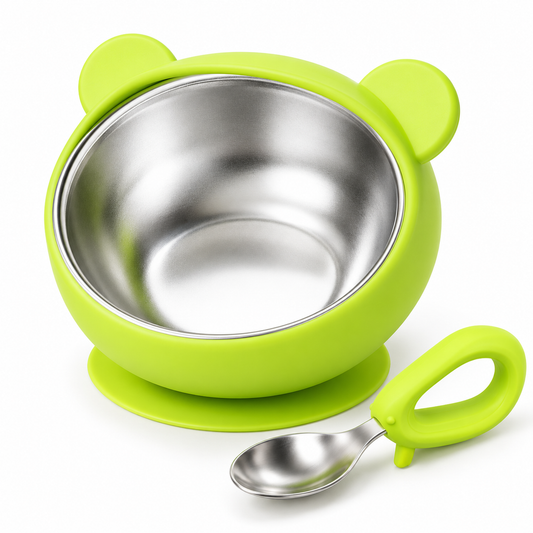 🥣 Baby Feeding Bowl | Silicone Steel | Mealtime Use | Growing Toddlers | Suction Spill Guard