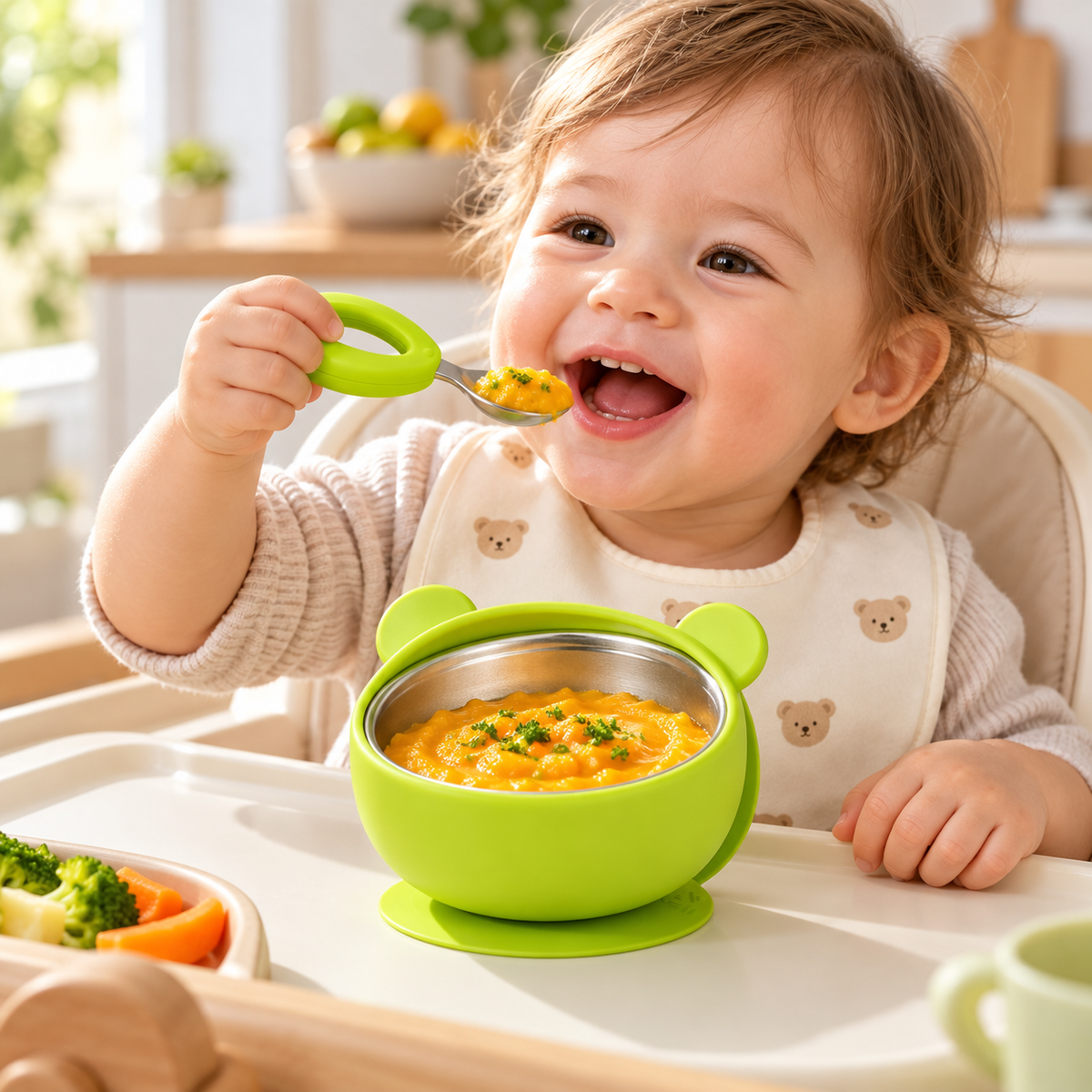 🥣 Baby Feeding Bowl | Silicone Steel | Mealtime Use | Growing Toddlers | Suction Spill Guard