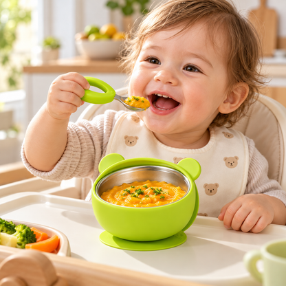 🥣 Baby Feeding Bowl | Silicone Steel | Mealtime Use | Growing Toddlers | Suction Spill Guard