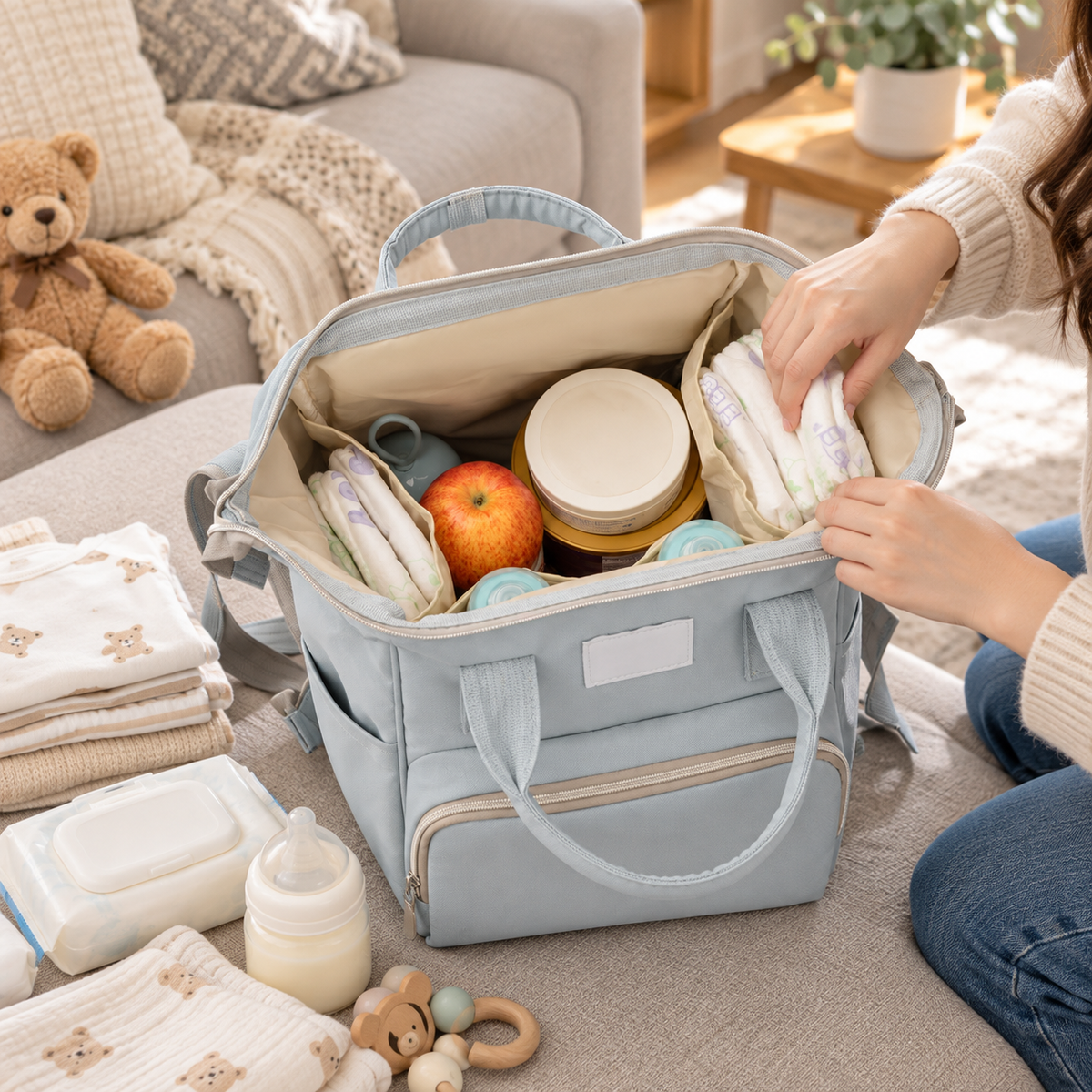 🎒 Diaper Backpack | Water-Resistant Fabric | Daily Travel | New Parents | Large-Capacity Storage