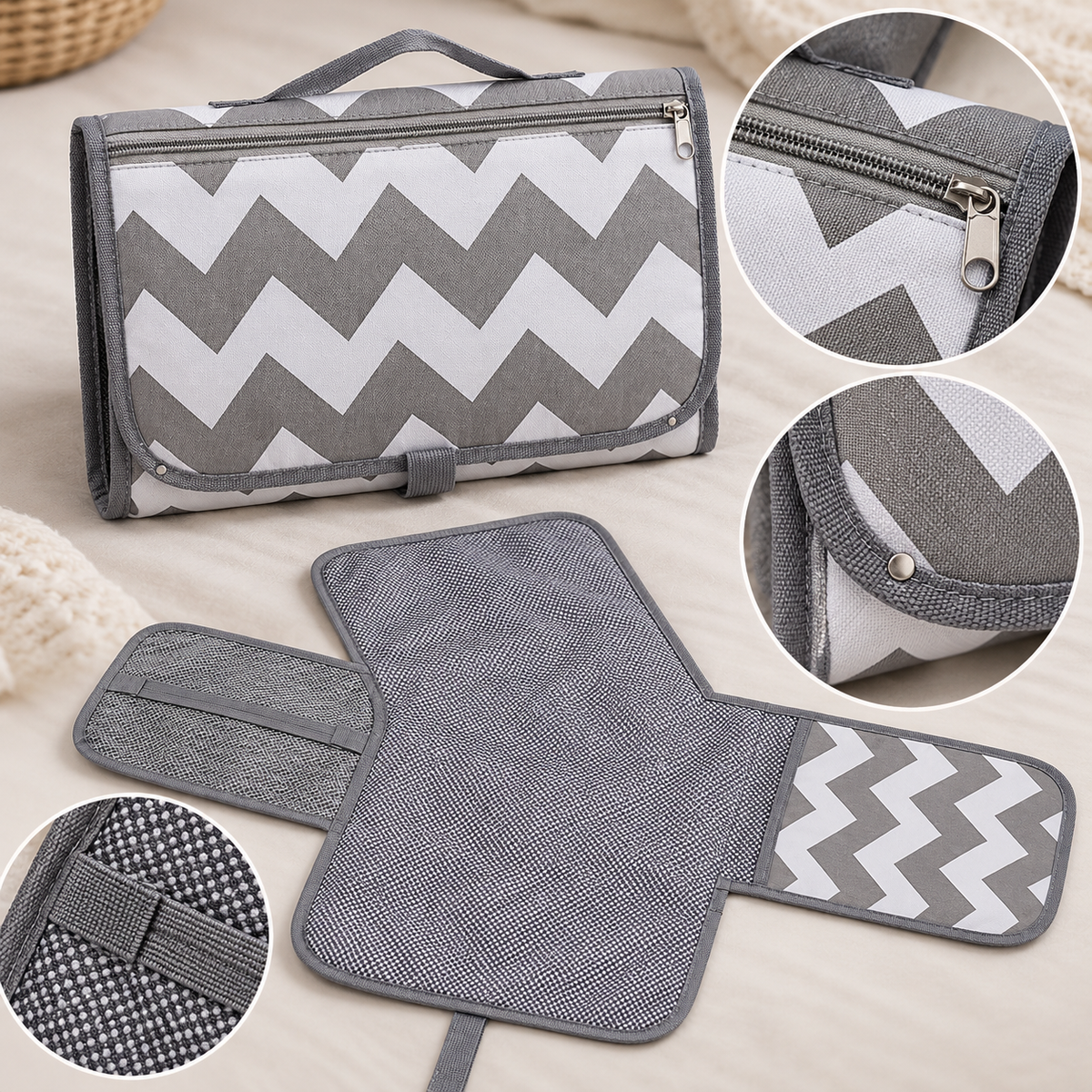 🧷 Changing Mat | Water-Resistant Fabric | Travel Care | New Parents | Foldable Diaper Organizer