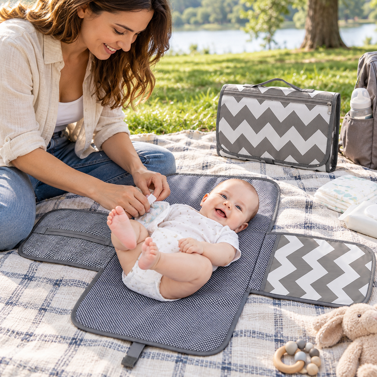 🧷 Changing Mat | Water-Resistant Fabric | Travel Care | New Parents | Foldable Diaper Organizer