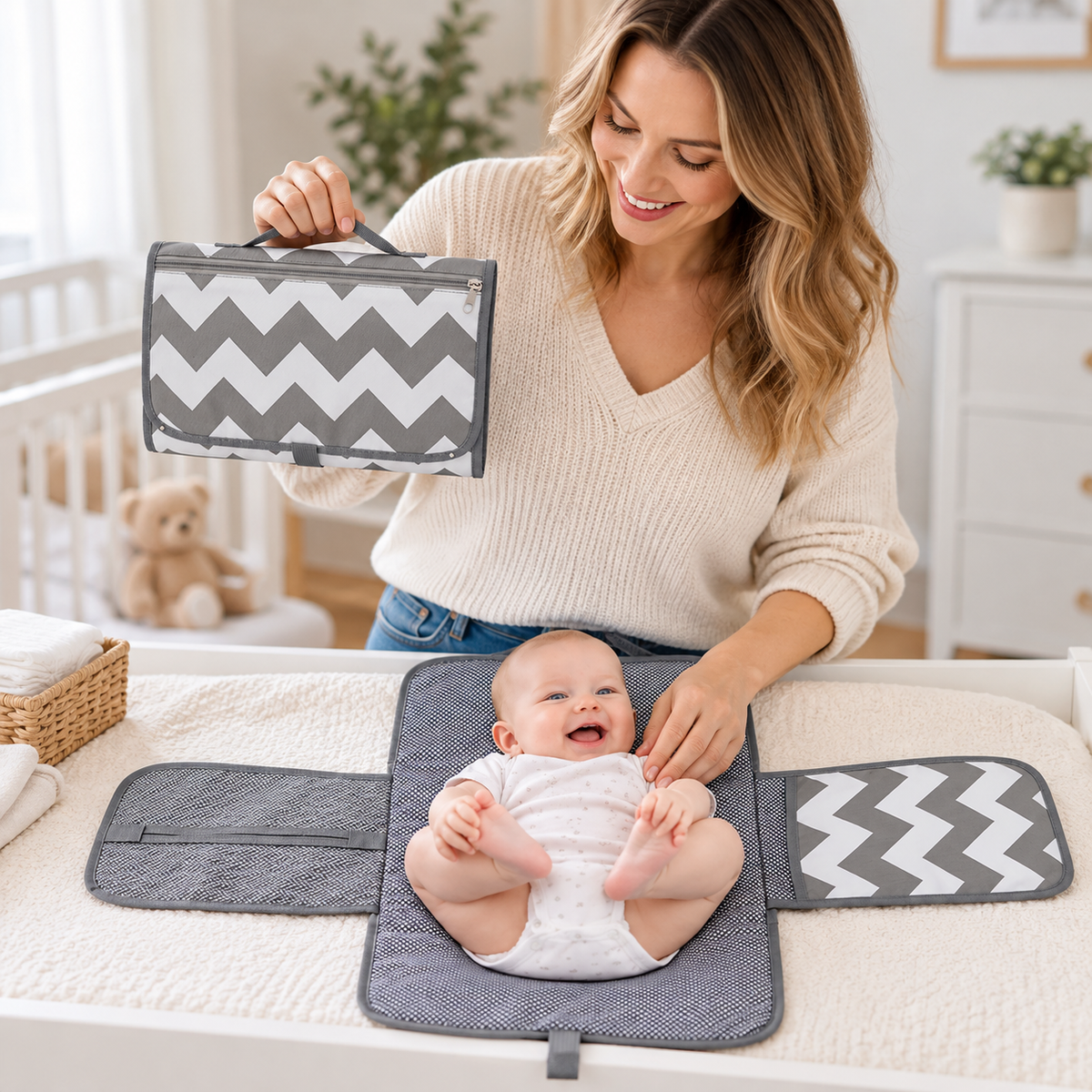 🧷 Changing Mat | Water-Resistant Fabric | Travel Care | New Parents | Foldable Diaper Organizer