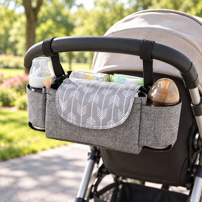 🛒 Stroller Organizer | Durable Fabric | Daily Outings | New Parents | Multi-Pocket Storage