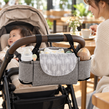 🛒 Stroller Organizer | Durable Fabric | Daily Outings | New Parents | Multi-Pocket Storage