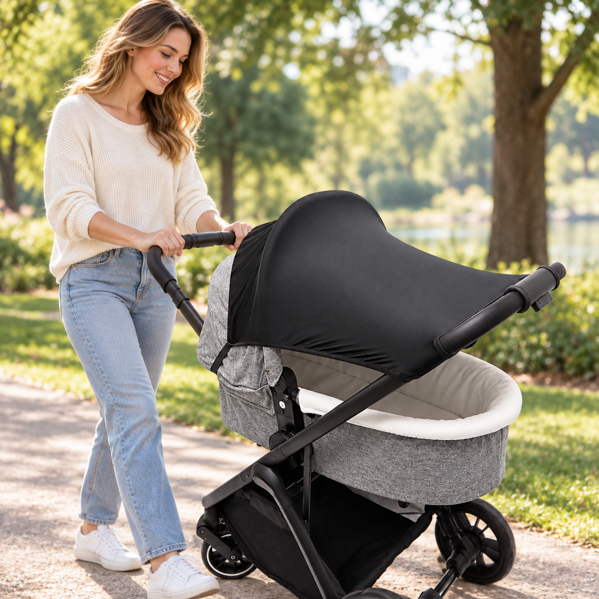 ☀️ Stroller Shade | Stretch Fabric | Walks | Parents | Full Cover