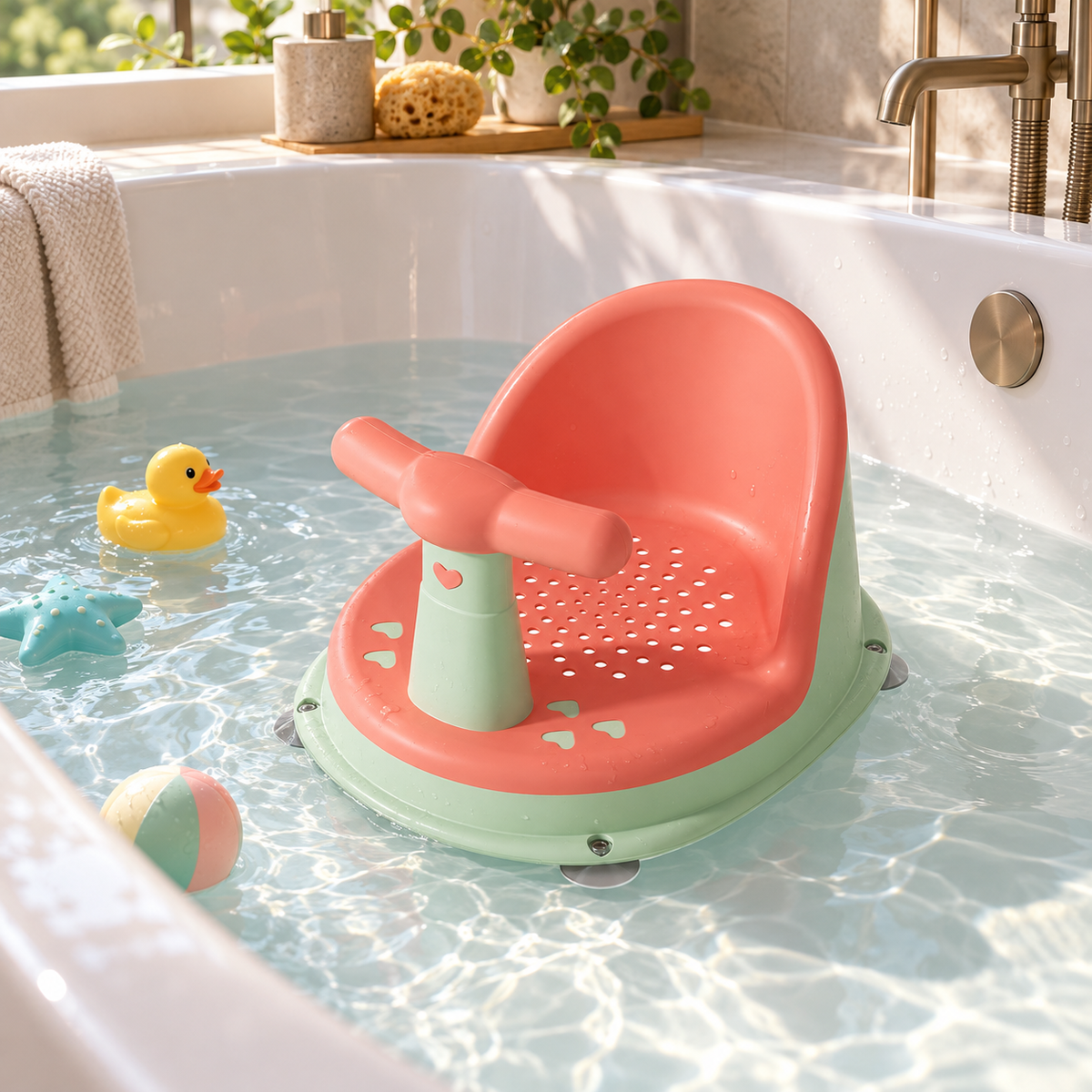 🛁 Baby Bath Seat | Durable Plastic | Bath Time | New Parents | Suction Support Chair