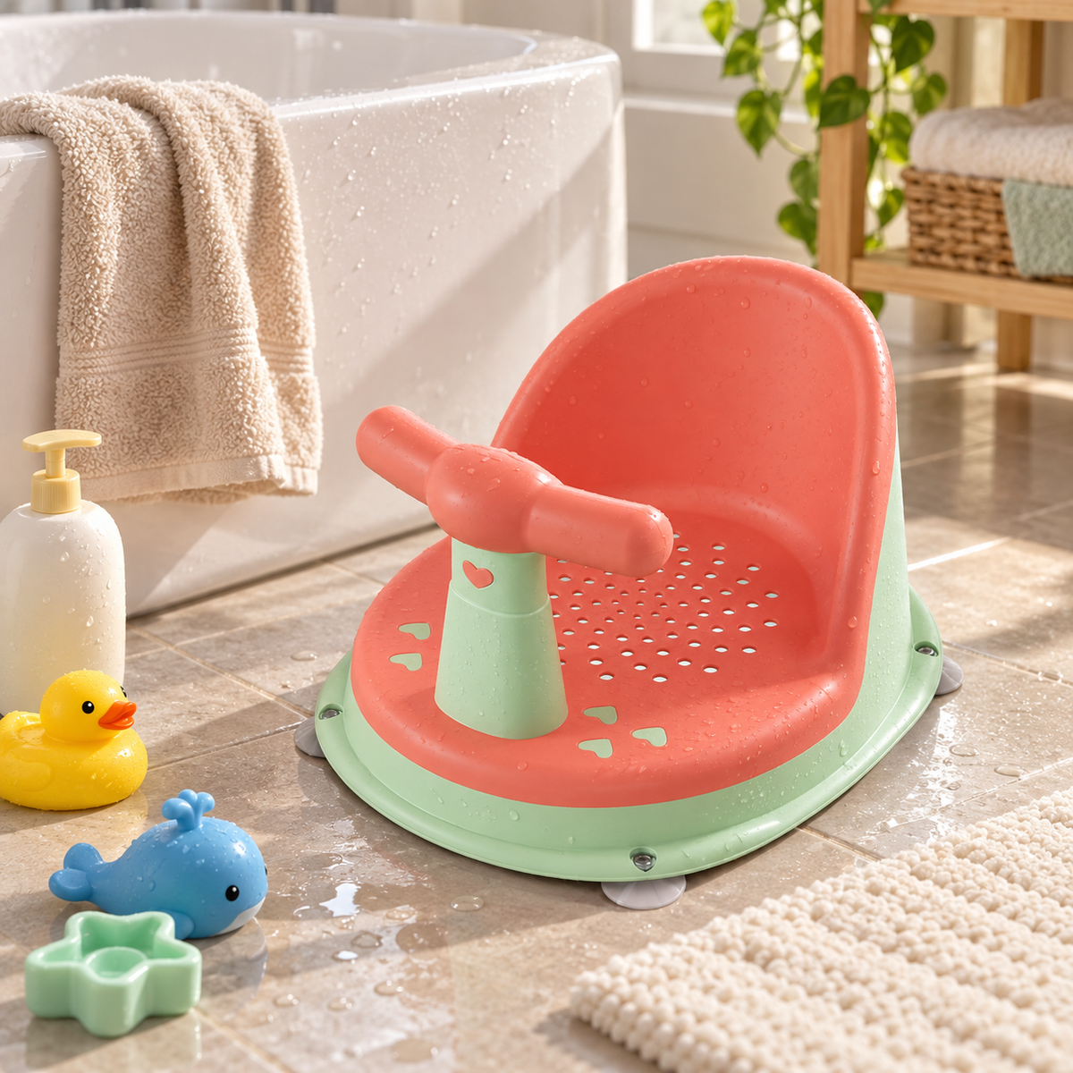 🛁 Baby Bath Seat | Durable Plastic | Bath Time | New Parents | Suction Support Chair