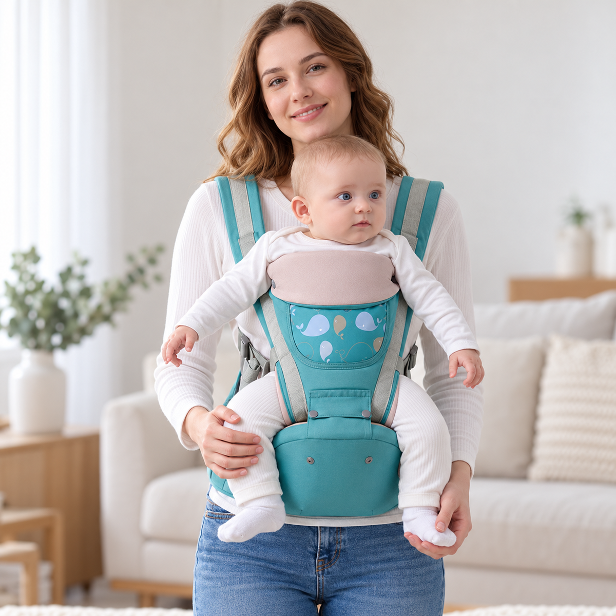 👶 Baby Carrier | Breathable Fabric | Daily Outings | New Parents | Hip-Seat Support