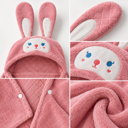 🐰 Kids Bathrobe | Soft Plush Fabric | Bath Time | Little Ones | Bunny Hood Design
