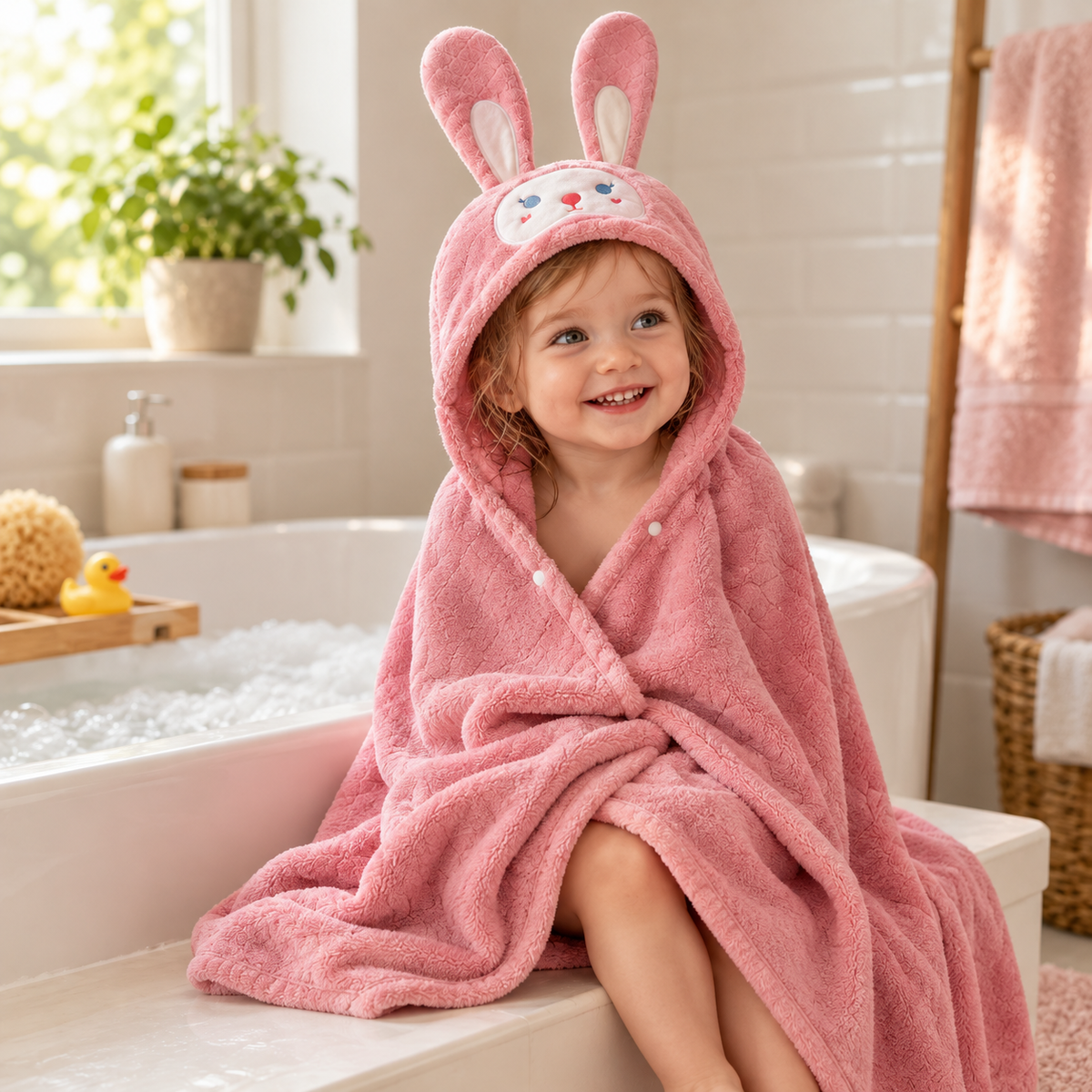 🐰 Kids Bathrobe | Soft Plush Fabric | Bath Time | Little Ones | Bunny Hood Design