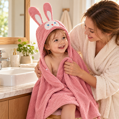 🐰 Kids Bathrobe | Soft Plush Fabric | Bath Time | Little Ones | Bunny Hood Design