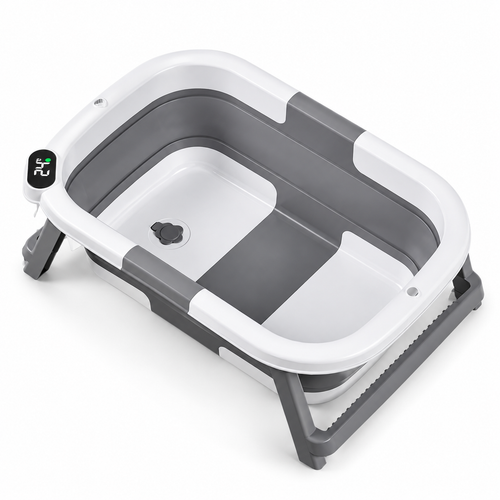 🛁 Baby Bathtub | Foldable Plastic | Bath Time | New Parents | Digital Temperature Display