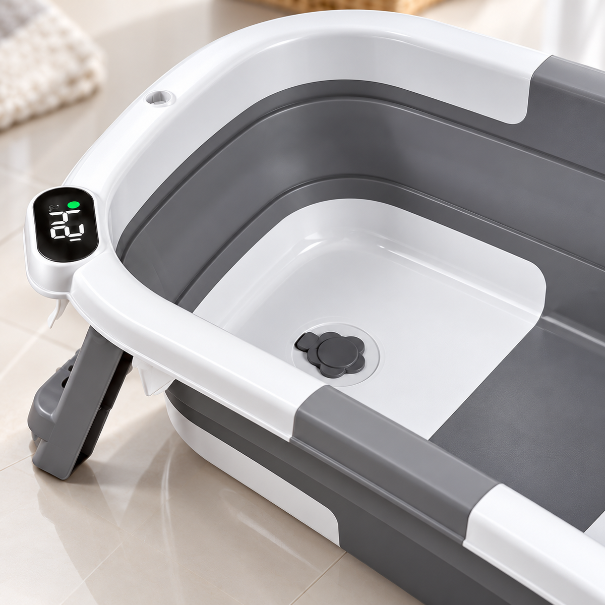 🛁 Baby Bathtub | Foldable Plastic | Bath Time | New Parents | Digital Temperature Display