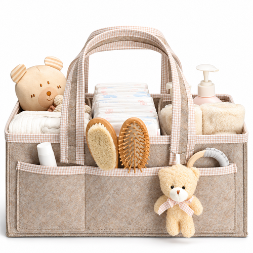 🧸 Diaper Caddy | Soft Fabric | Nursery Storage | New Parents | Large-Capacity Organizer