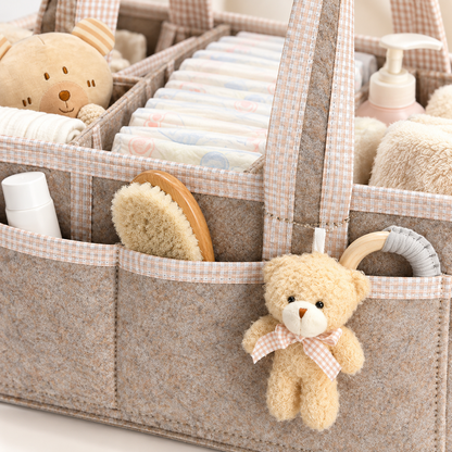 🧸 Diaper Caddy | Soft Fabric | Nursery Storage | New Parents | Large-Capacity Organizer