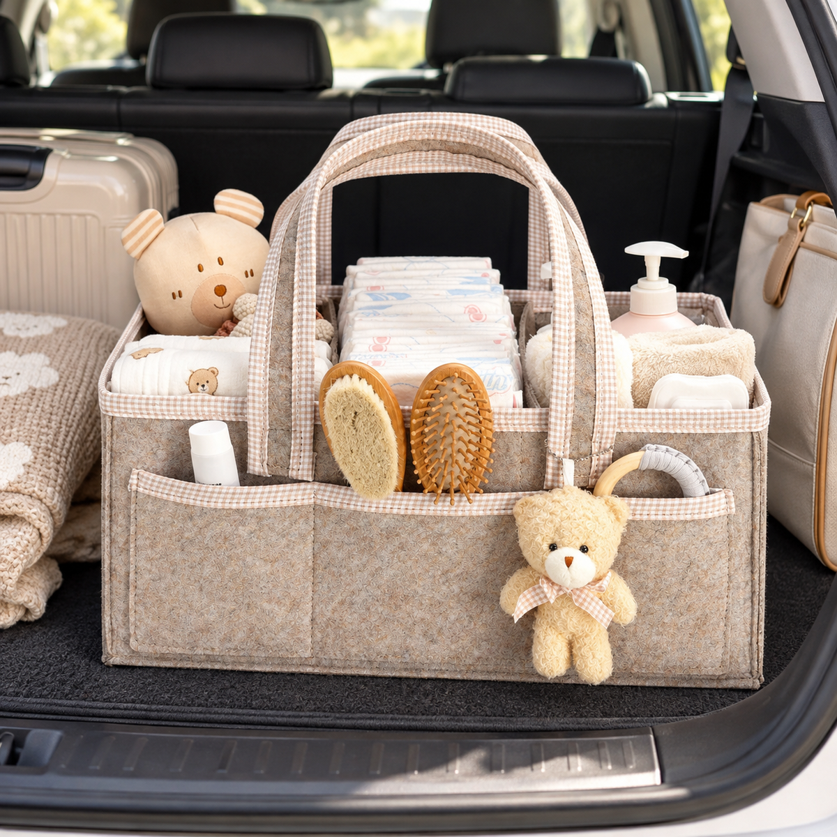 🧸 Diaper Caddy | Soft Fabric | Nursery Storage | New Parents | Large-Capacity Organizer