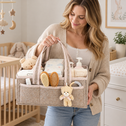 🧸 Diaper Caddy | Soft Fabric | Nursery Storage | New Parents | Large-Capacity Organizer
