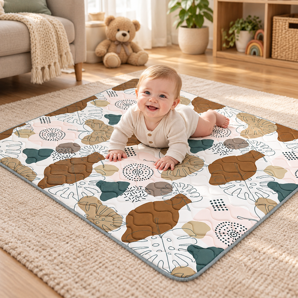 🧸 Baby Play Mat | Quilted Padding | Floor Play | Growing Babies | Thick Crawling Comfort
