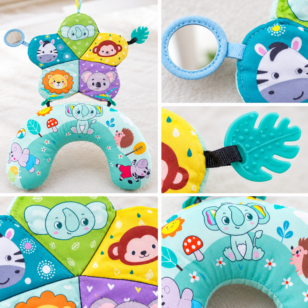 🐘 Tummy Time Mat | Soft Padded Fabric | Floor Training | Growing Babies | Interactive Animal Play