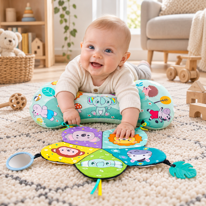 🐘 Tummy Time Mat | Soft Padded Fabric | Floor Training | Growing Babies | Interactive Animal Play